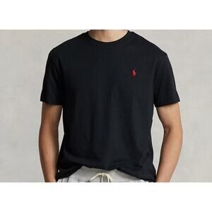 Ralph Lauren Polo Jersey Crewneck T-Shirt Men XL Black Red Pony Custom Slim Fit